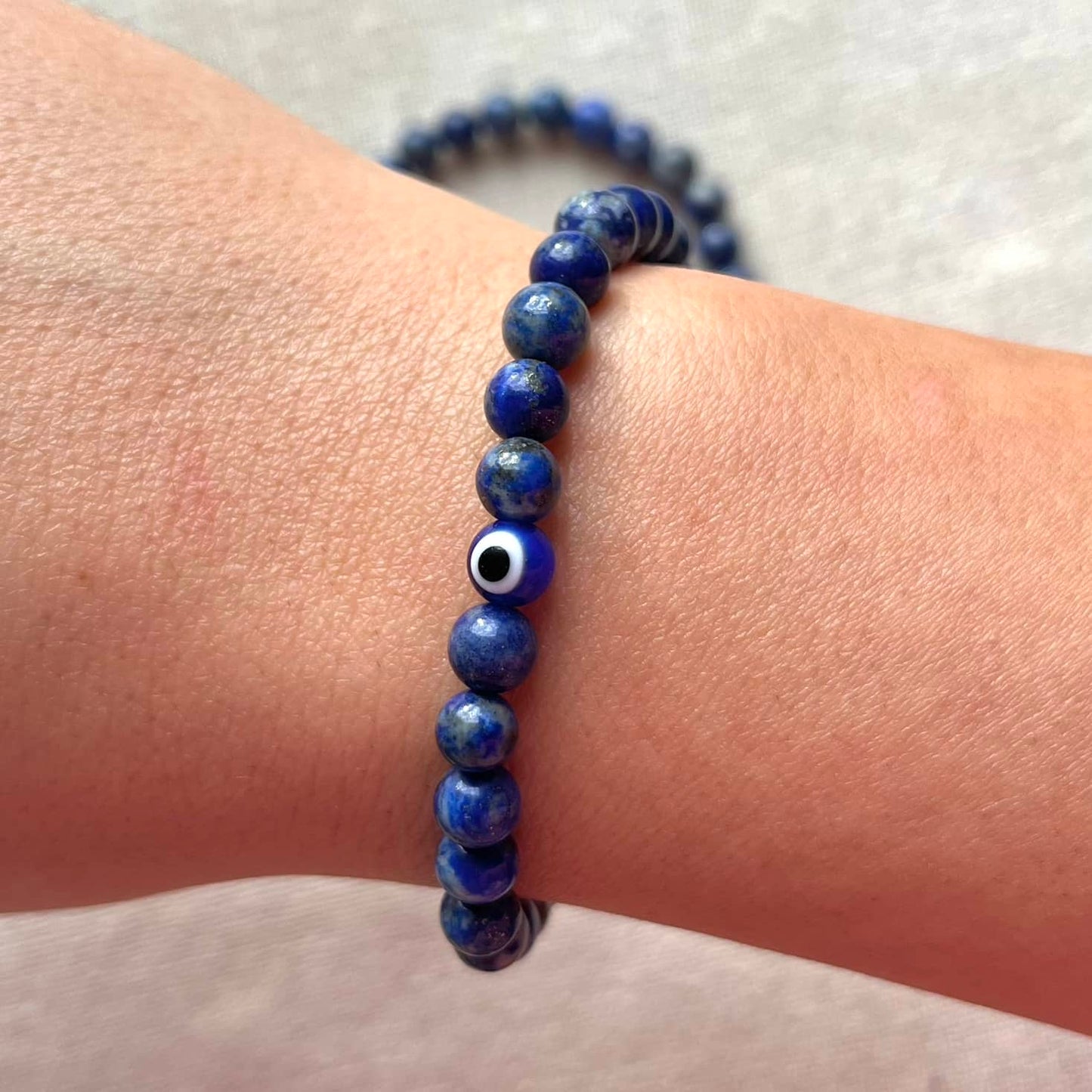 Protection Evil Eye Bracelet - Lapis Lazuli 6mm
