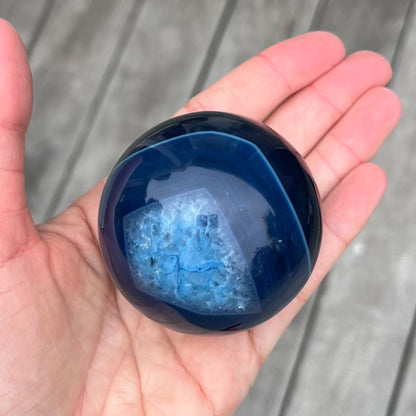 Blue Agate Medium Sphere Crystal - Soothing, Calm