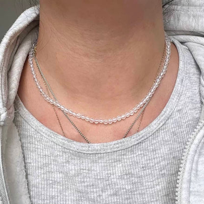 Clear Quartz 4mm Facet Beaded Necklace - Master Healer
