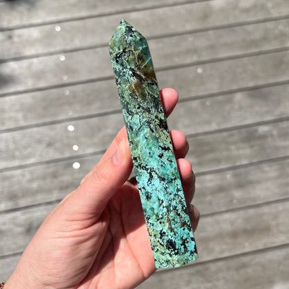 African Turquoise Medium Tower Crystal - Protective, Mystical, Transformative