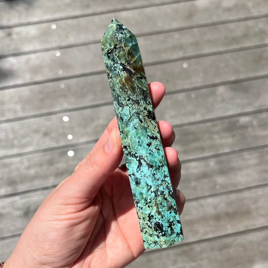 African Turquoise Medium Tower Crystal - Protective, Mystical, Transformative