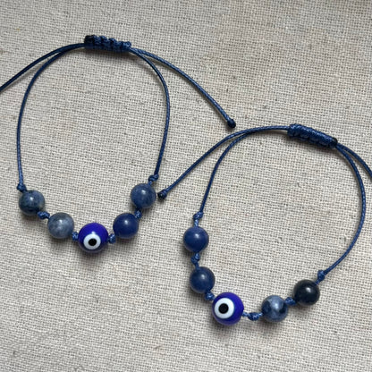 Protection Evil Eye Cord Bracelet - Sodalite