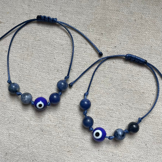 Protection Evil Eye Cord Bracelet - Sodalite