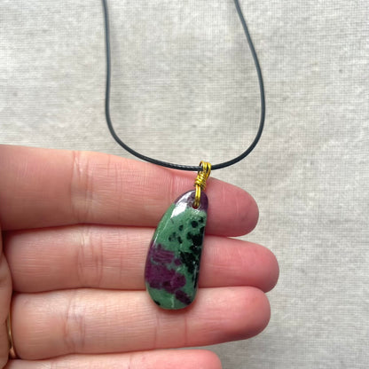 Ruby Zoisite Pendant - ONE OF A KIND