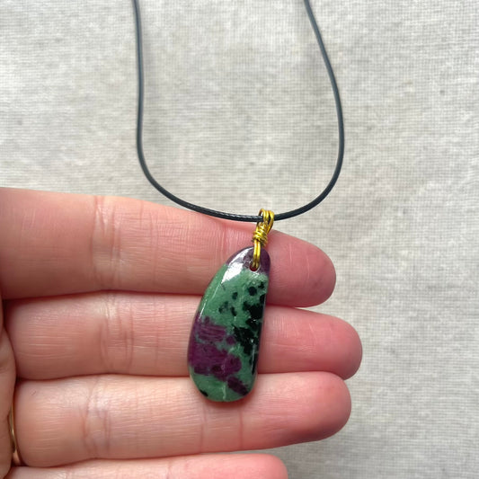 Ruby Zoisite Pendant - ONE OF A KIND