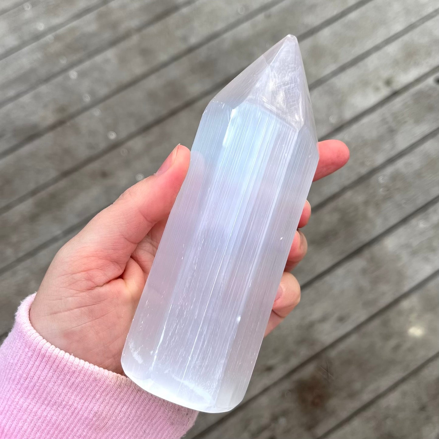 Selenite Medium Point Crystal - High Vibe, Protection, Spiritual Connection