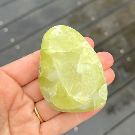 Prehnite Palm Stone Crystal - Protection, Emotional Healing