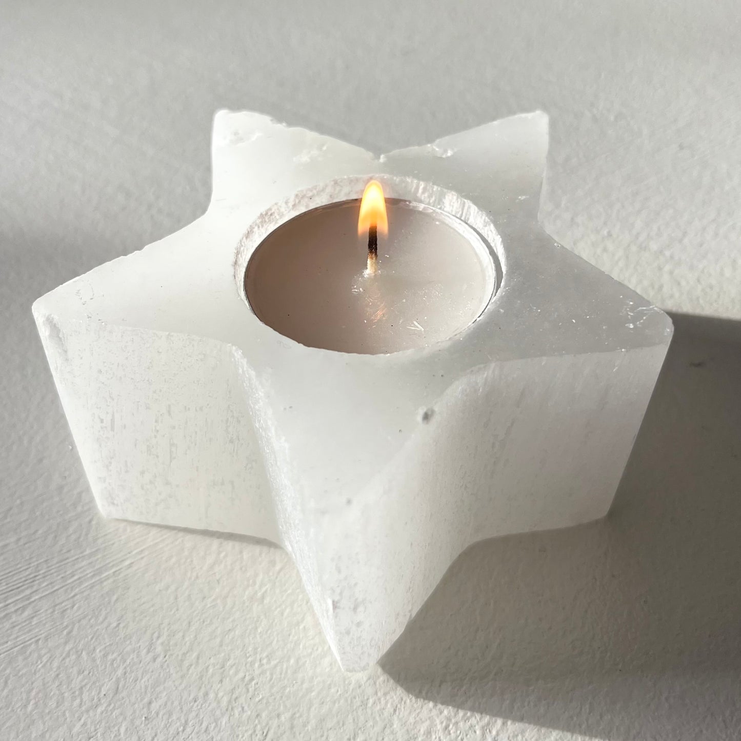 Selenite Star Tea-light Holder - High-Vibe, Cleansing