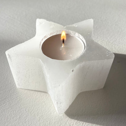Selenite Star Tea-light Holder - High-Vibe, Cleansing