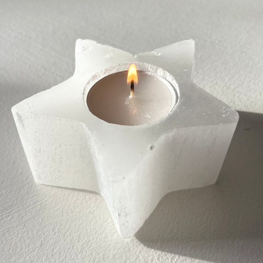 Selenite Star Tea-light Holder - High-Vibe, Cleansing