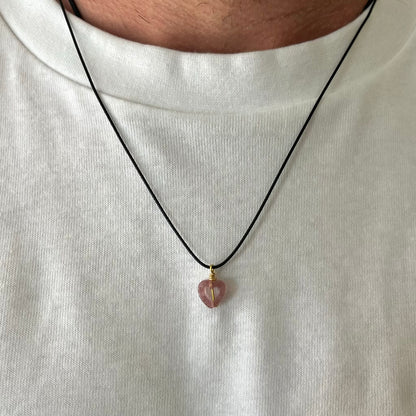 Mini Heart Pendant - Strawberry Quartz