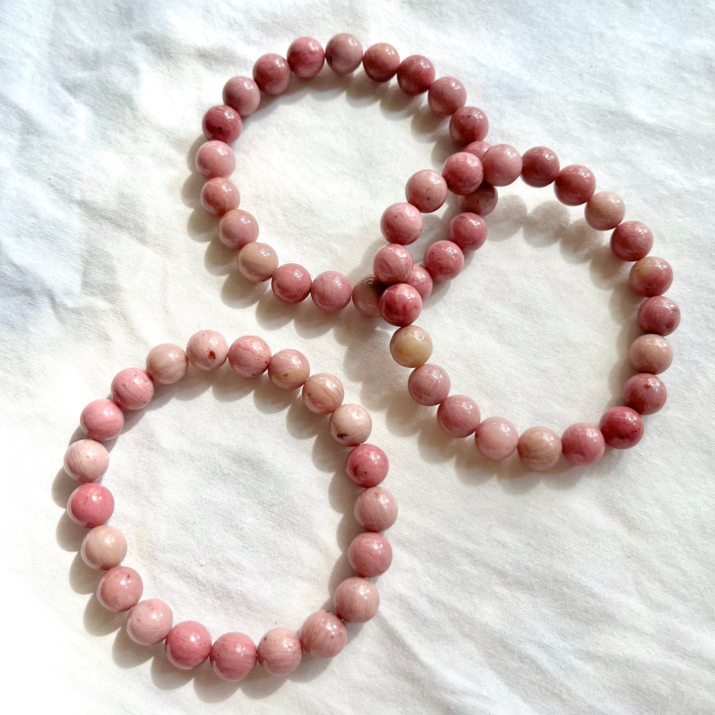 Rhodochrosite 8mm Beaded Bracelet - Compassion