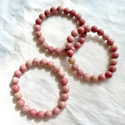 Rhodochrosite 8mm Beaded Bracelet - Compassion