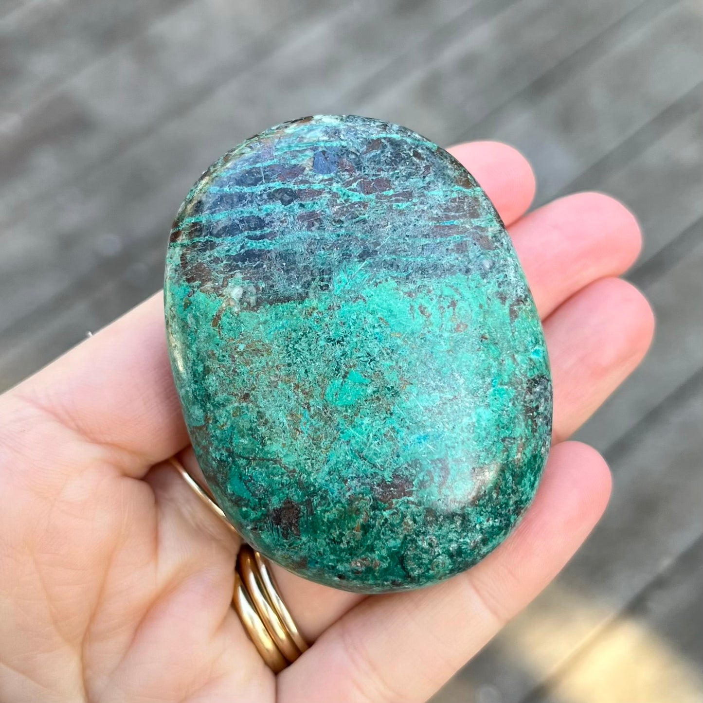 Malachite Chrysocolla Palm Stone Crystal - Positivity, Transformation