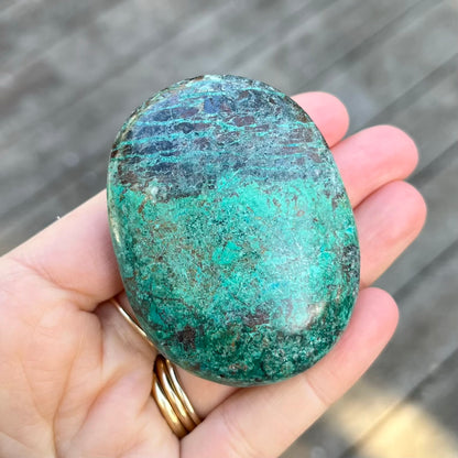 Malachite Chrysocolla Palm Stone Crystal - Positivity, Transformation