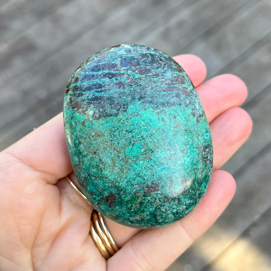Malachite Chrysocolla Palm Stone Crystal - Positivity, Transformation