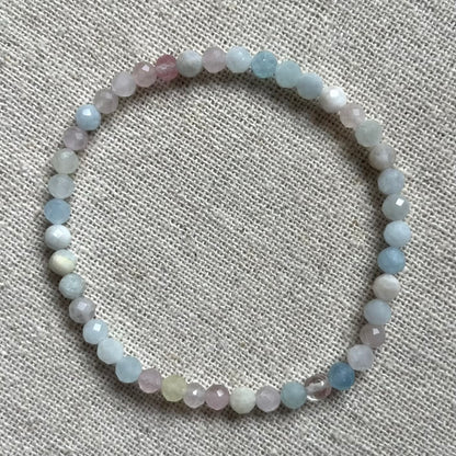 Morganite 4mm Facet Beaded Bracelet - Divine Love