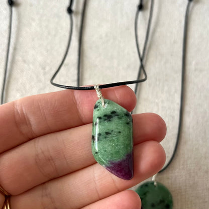 Ruby Zoisite Cabochon Pendant - ONE OF A KIND