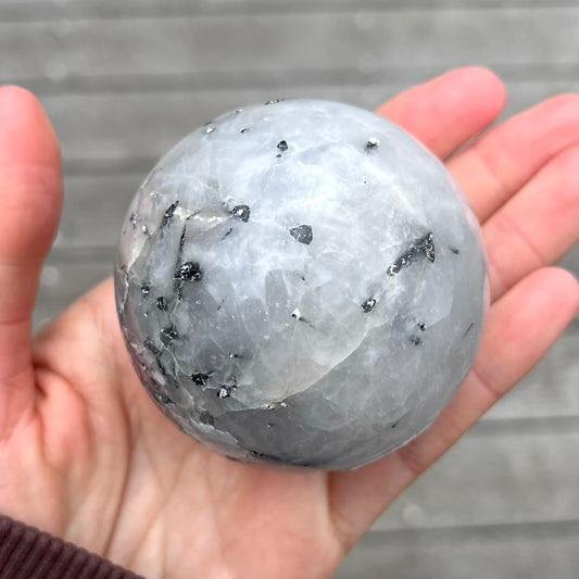 Tourmaline in Quartz Medium Sphere Crystal - Grounding, Protective, Purifying