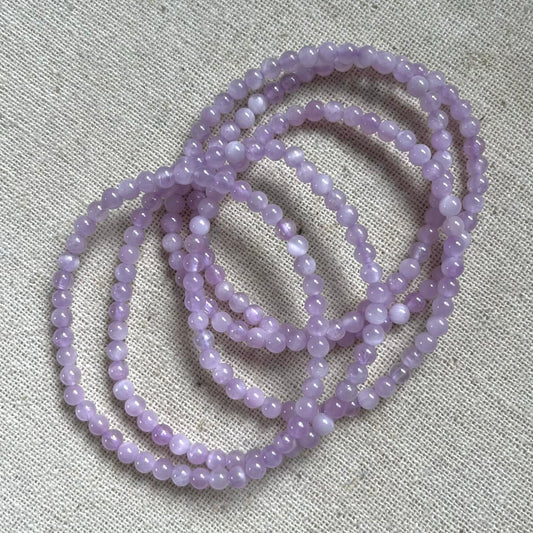 Kunzite 4mm Beaded Bracelet - Emotional Healing