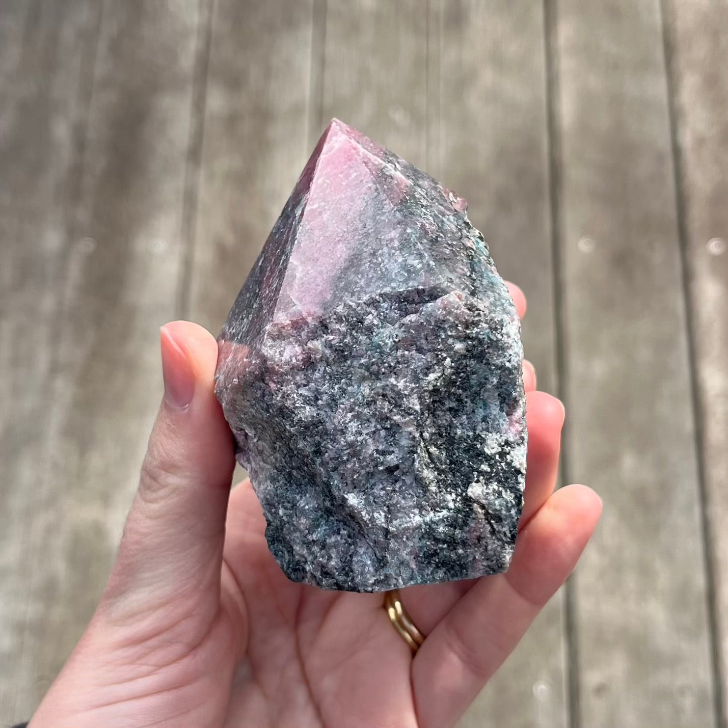 Black Vein Rhodonite Raw Point Crystal - Compassion, Love