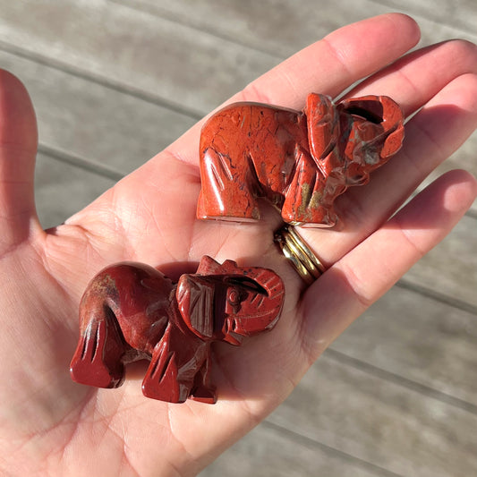 Red Jasper Small Elephant Crystal - Strength, Protection, Stability