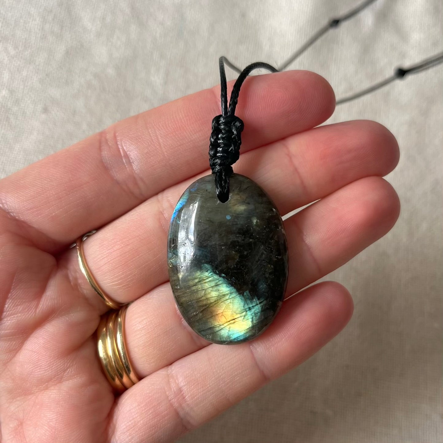 Labradorite Oval Small Pendant - ONE OF A KIND