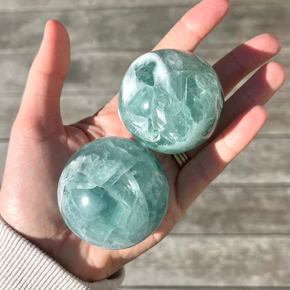 Green Fluorite Small Sphere Crystal - Calm, Cleansing, Harmony