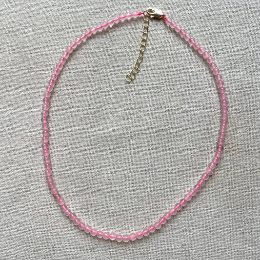 Rose Quartz 4mm Beaded Necklace - Love