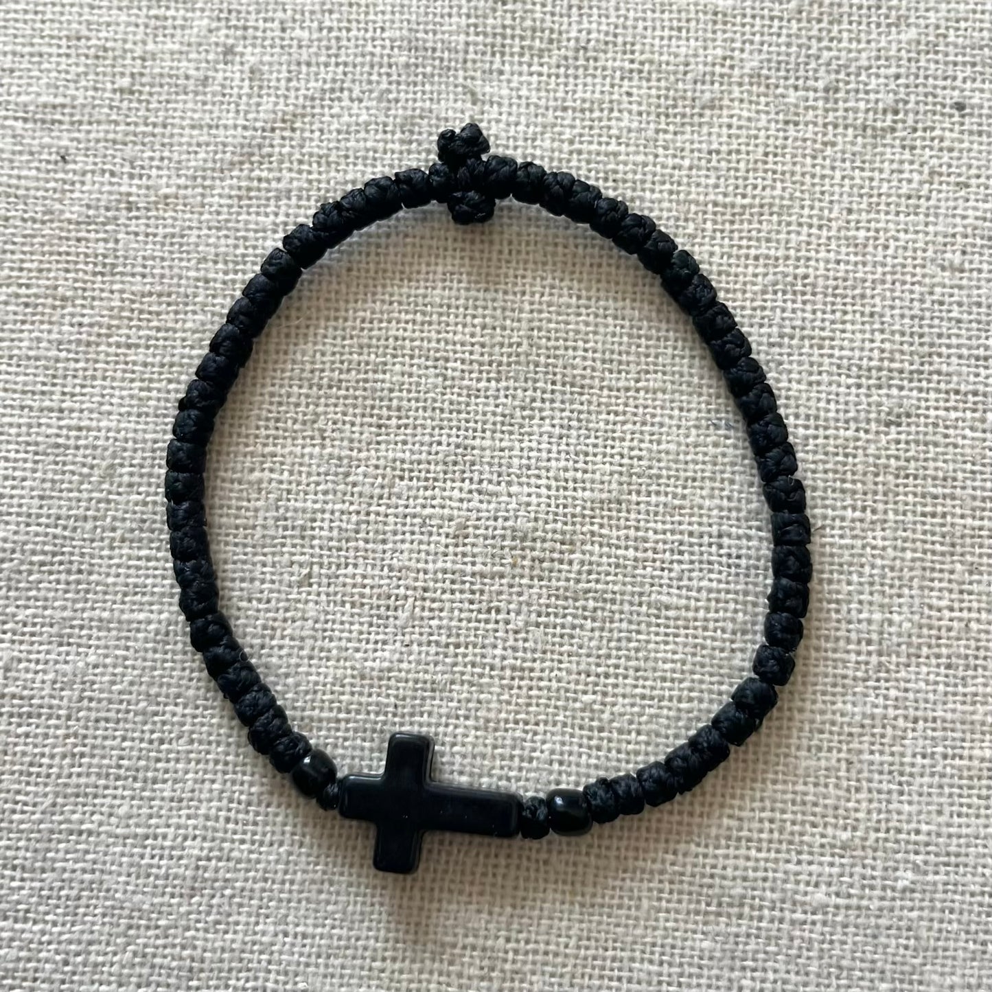 Komboskini Black Cross Bracelet - Black