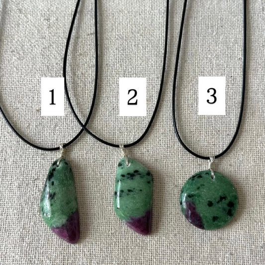 Ruby Zoisite Cabochon Pendant - ONE OF A KIND