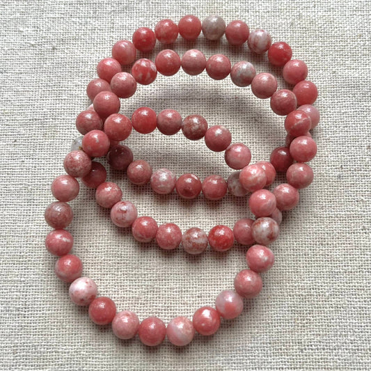 Rhodonite 8mm Beaded Bracelet - Heart Healing