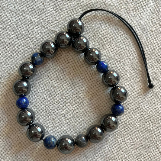 Komboloi Worry Bead Bracelet - Hematite & Lapis