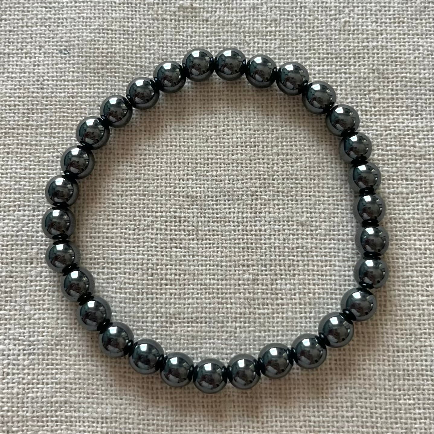 Black Hematite 6mm Beaded Bracelet - Grounding