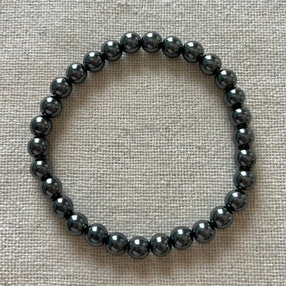 Black Hematite 6mm Beaded Bracelet - Grounding