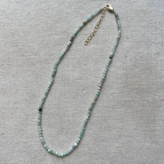 Amazonite 3mm Beaded Necklace - Peace