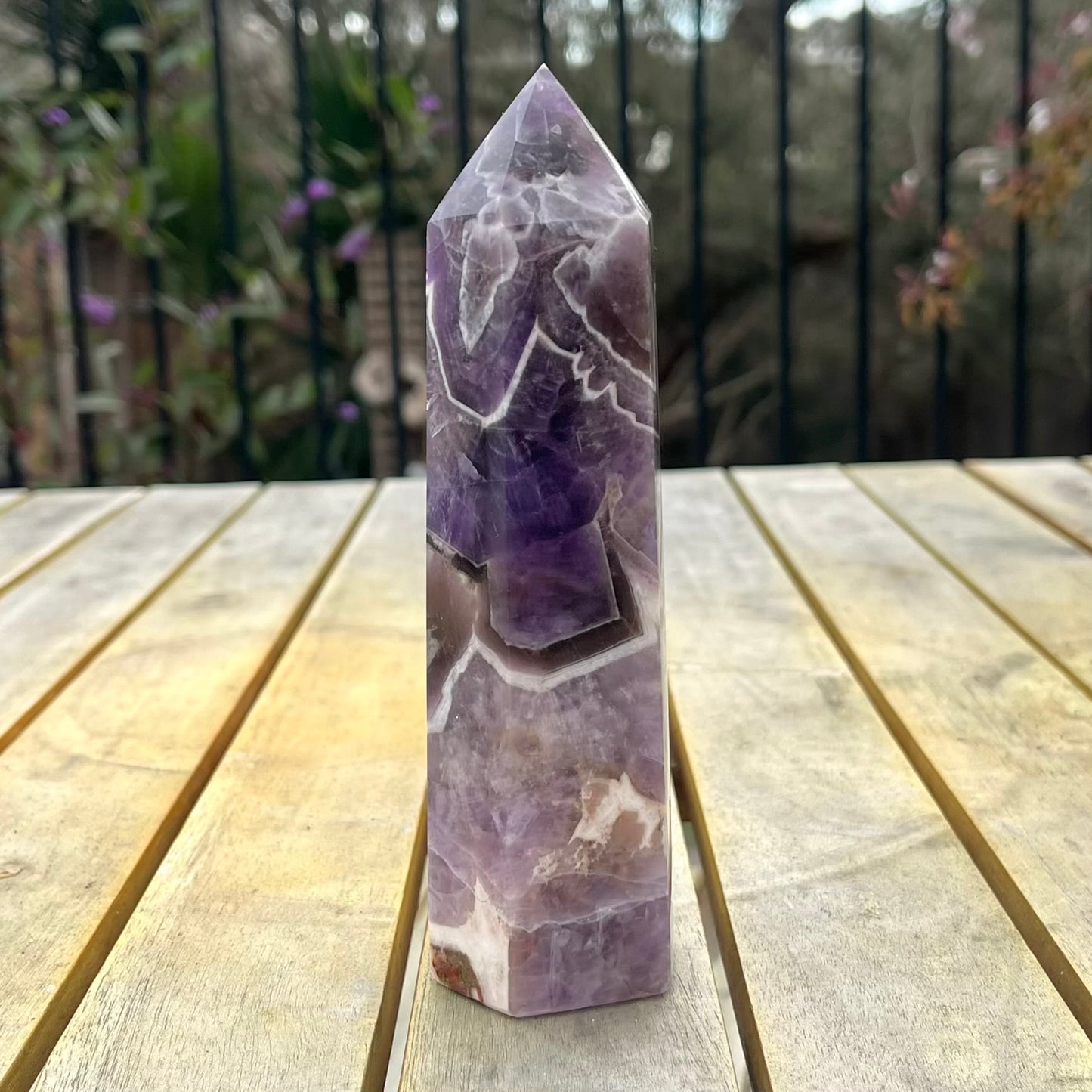 Amethyst & Flower Agate Large Tower Crystal -Spirit, Calm, Balance