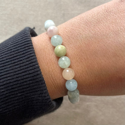 Morganite 8mm Beaded Bracelet - Divine Love