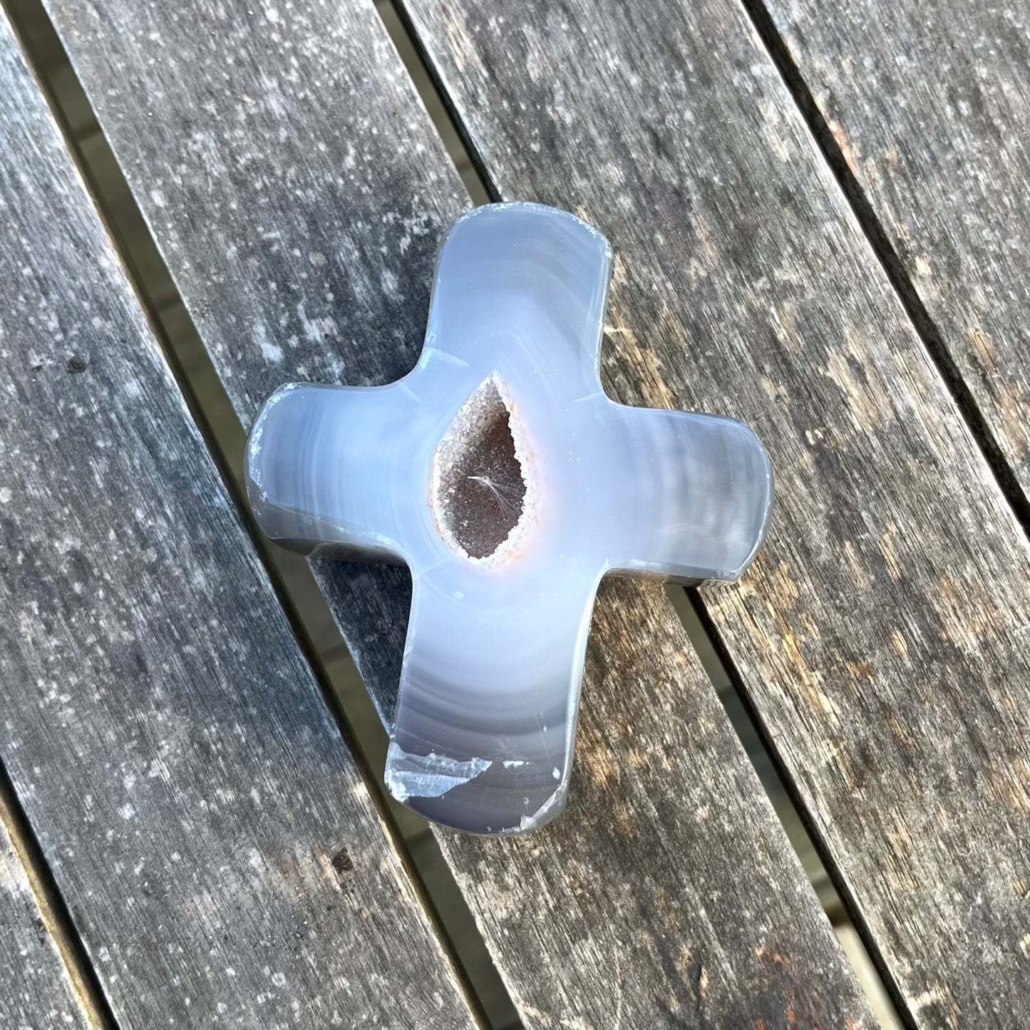 Agate Medium Cross Crystal - Grounding, Harmonising, Protective