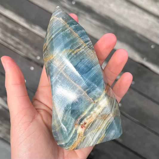 Blue Onyx Large Flame Crystal - Calm, Peace, Grounding