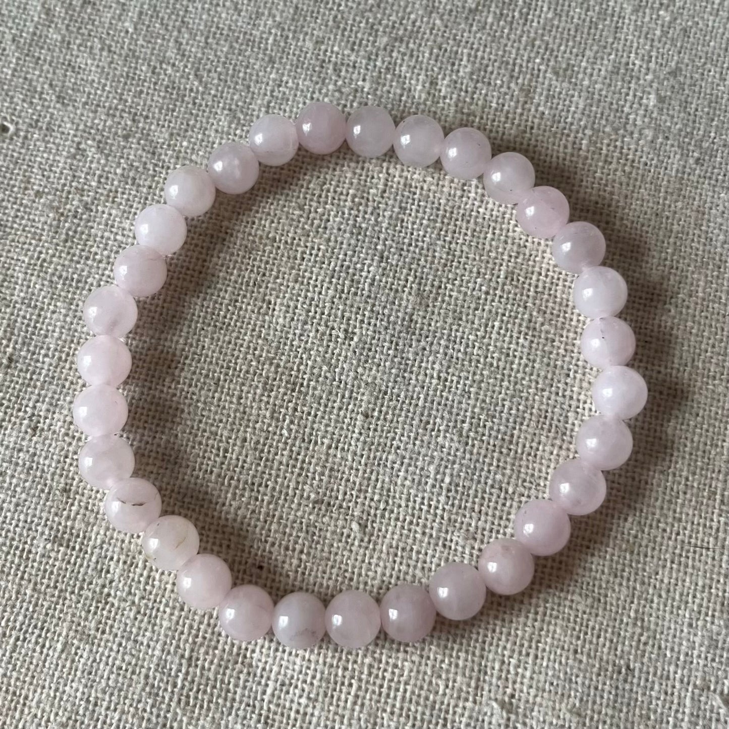 Rose Quartz 6mm Beaded Bracelet - Love