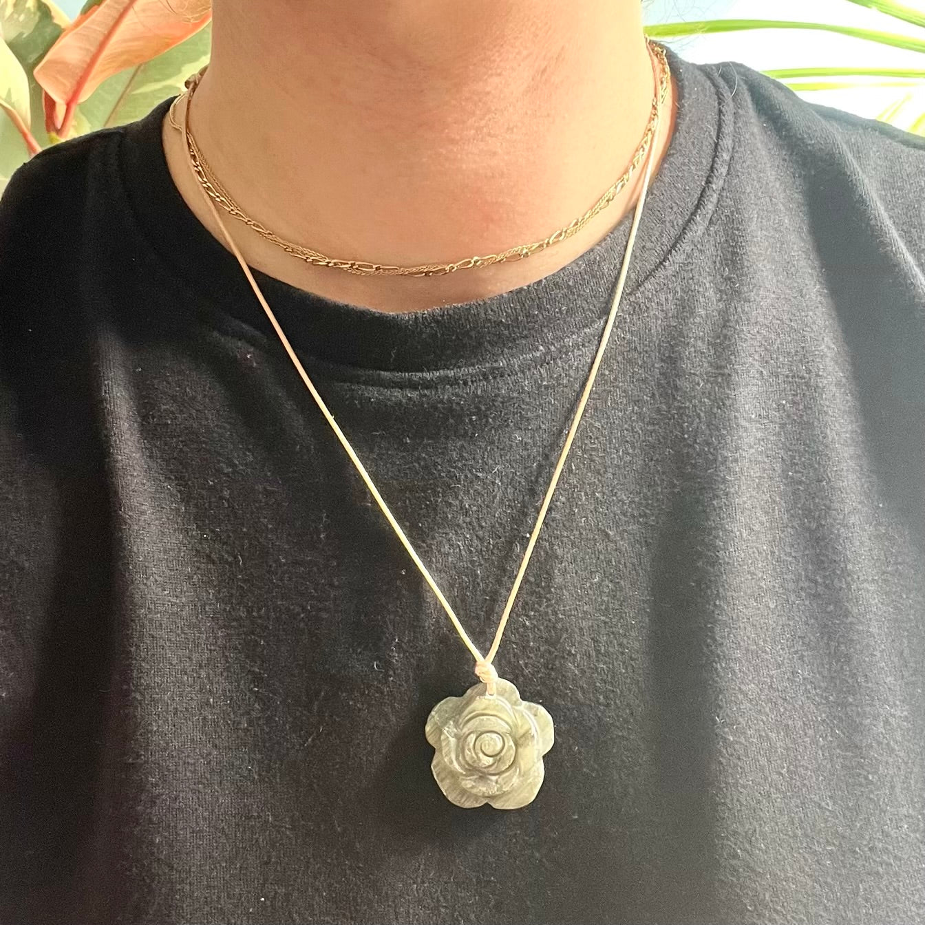 Labradorite Rose Pendant - ONE OF A KIND