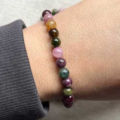 Rainbow Tourmaline 6mm Beaded Bracelet - Alignment