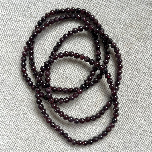 Garnet 4mm Beaded Bracelet - Passion