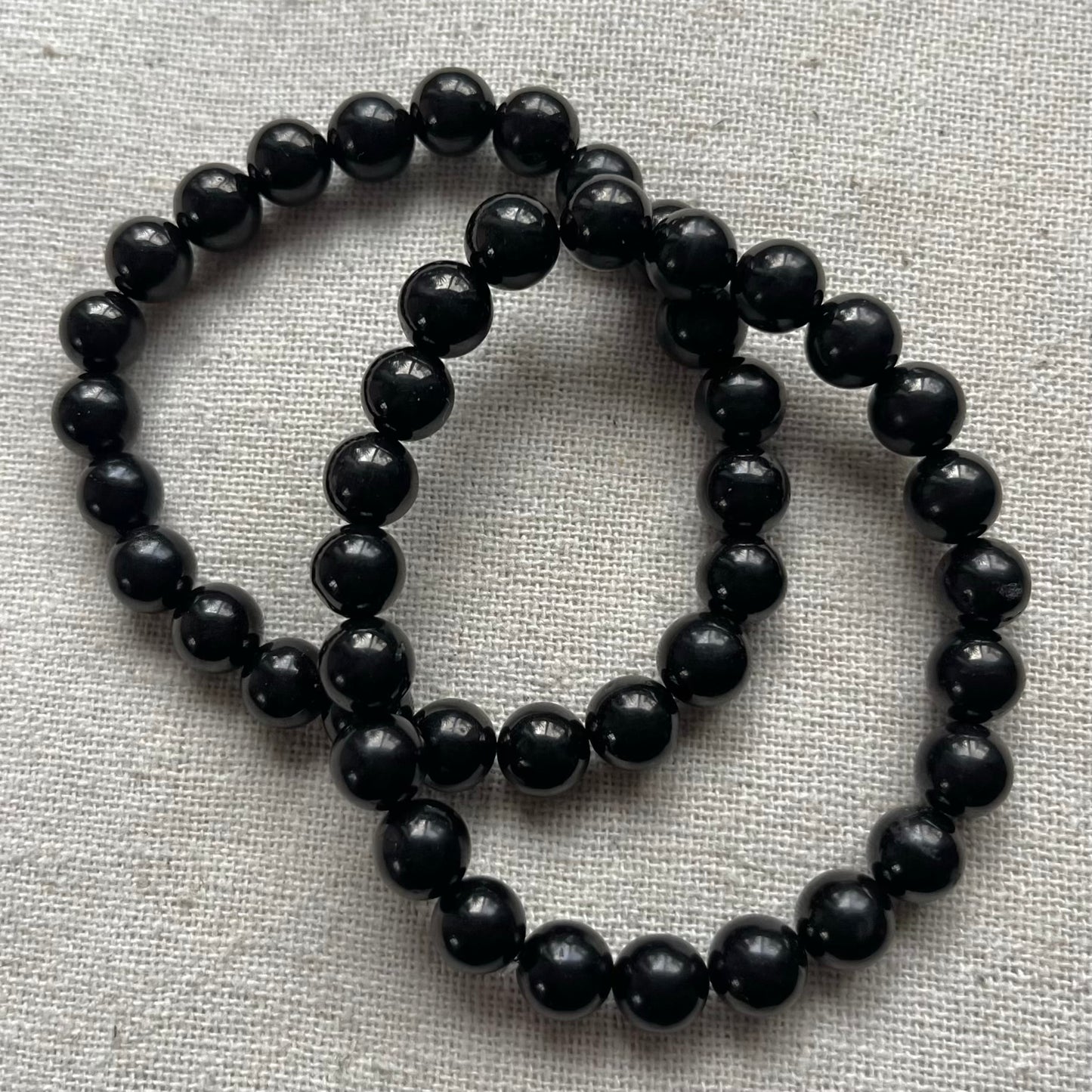 Black Jet 8mm Beaded Bracelet - Safety