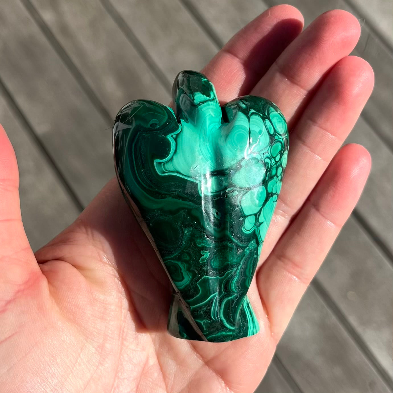 Malachite Medium Angel Crystal - Transformation, Protection, Healing