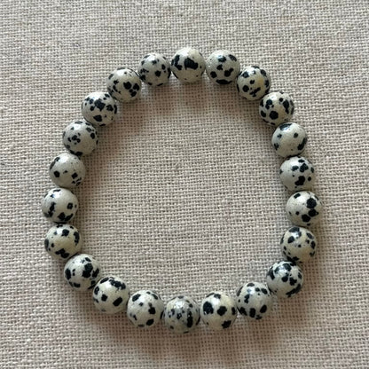 Dalmatian Jasper 8mm Beaded Bracelet - Playful