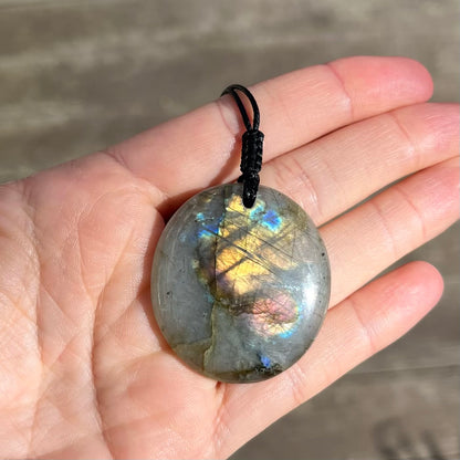 Labradorite Oval Large Pendant - ONE OF A KIND