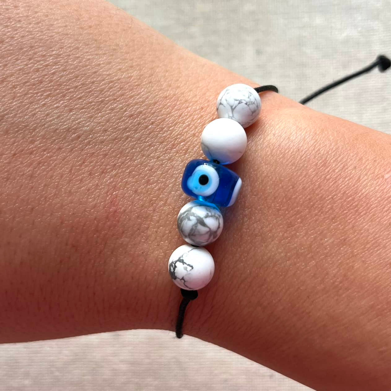 Protection Evil Eye Cord Bracelet - Howlite