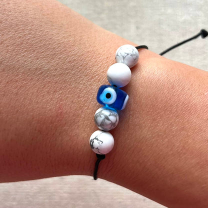 Protection Evil Eye Cord Bracelet - Howlite